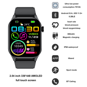 Thông Minh Đồng hồ 2.04 "smartwatch cho nam giới phụ nữ trả lời thực hiện cuộc gọi tập thể dục Xem với 110 + thể thao chế độ nhịp tim thông minh đồng hồ - Product Image 6