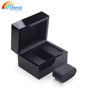 Packaging Box Gift Box with Lid High Gloss Wooden Luxury Custom Logo Credit Card <b>Black</b> Watch Wood <b>Boxes</b> - Product Image 3