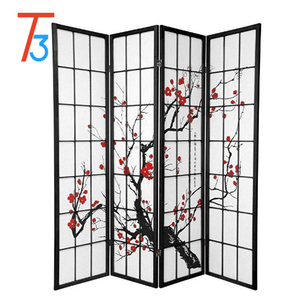Customized 4 Panel Folding Privacy Wood Screen <strong>Room</strong> <strong>Divider</strong> - Product Image 4