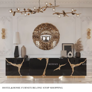 Foshan Modern <strong>Cheap</strong> Buffet Dining <strong>Sideboard</strong> Buffet Cabinets Luxury Gold Steel Black <strong>Sideboard</strong> Console - Product Image 2