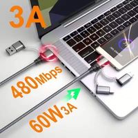 Câble de données USB à charge rapide PD 66W Type C vers Type C en nylon tressé 5 en 1 à bon prix