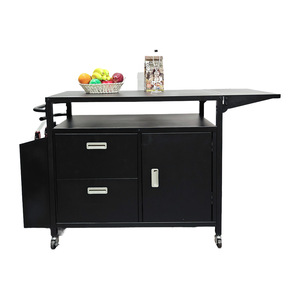 Carrito de barbacoa metálico para exteriores con almacenamiento y ruedas, carrito de cocina con encimera de acero inoxidable y almacenamiento para barbacoa. - Product Image 1