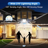 Projecteur mural à détecteur de mouvement solaire 186 LED étanche IP65 avec couverture de 30 m pour l'éclairage de sécurité du jardin