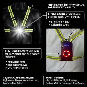 USB Rechargeable <strong>Runner</strong> Night Safety Running <strong>Light</strong> With 360&deg; Reflective Vest Lightweight 500 Lumen Running <strong>Chest</strong> <strong>Light</strong> - Product Image 5