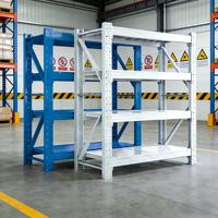 Étagère de rangement pliable à 4 niveaux en acier laminé à froid, sans boulons, légère, avec revêtement en poudre anti-rouille, pour mezzanine, réglable