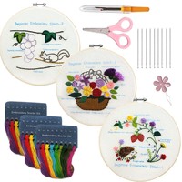 3 Kits de Pratique de Broderie pour Débutants - Design Simple en Plastique Portable pour Apprendre 30 Points de Couture Différents