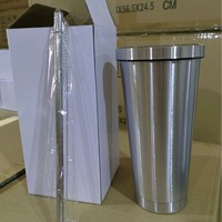 Gobelet isotherme personnalisé avec logo, 500 ml, tasse à café réutilisable en acier inoxydable, avec paille métallique, articles de boisson