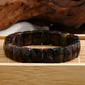 เครื่องประดับแนวชนเผ่าวินเทจของผู้หญิงสร้อยข้อมือยืดหินธรรมชาติเรขาคณิตกำไลข้อมือสีดำทัวร์มาลีนจัดด้วยมือยืดหยุ่นสำหรับผู้ชาย - Product Image 6