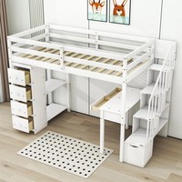 Lit superposé double pour enfants avec 6 tiroirs et bureau intégré en bois pour l'école, l'hôtel, la salle à manger, le salon, l'extérieur, le parc, la ferme