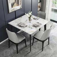 Ensemble de table à manger moderne en pierre frittée pour 4 personnes - Meubles élégants pour salle à manger d'appartement, idéal pour les dîners en famille au quotidien