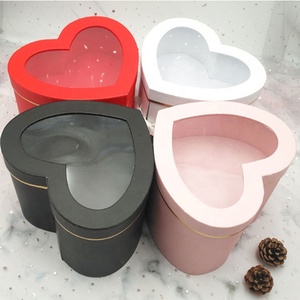 Bán Buôn Tùy Chỉnh Đôi Hình Trái Tim Hộp Hoa Sang Trọng Thiết Kế Quà Tặng Bao Bì Hộp Giấy Rỗng Hội Đồng Quản Trị Hoa Hộp Trái Tim Với Cửa Sổ - Product Image 1