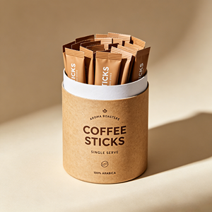 OEM Coffee Single-Serve Kraft Paper Tube Packaging Gold <b>Foil</b> Recyclable Cylinder <b>Container</b> FOR Coffee Sticks, Tea & Matcha - Product Image 3