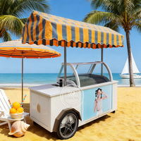 Chariot de présentation de crème glacée portable avec réfrigération de cabine en acier inoxydable de qualité alimentaire et évier