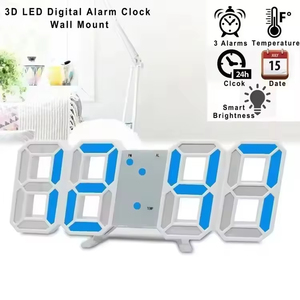 Best-selling Smart 3D <b>Digital</b> Wall Alarm <b>Clock</b> with LED Display Thermometer Perpetual Calendar Plastic Material Modern Design - Product Image 5