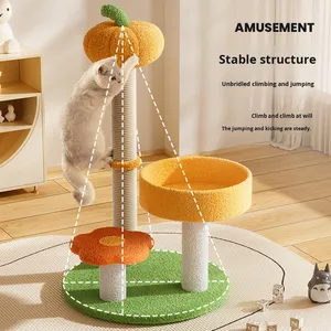 Structure d'escalade pour chat en sisal, design moderne et luxueux, style citrouille, avec plateforme de saut, griffoir et jouet interactif - Product Image 2