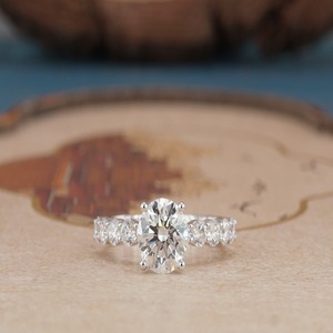 Anillo de Diamante de Oro Sólido de 14K Creado en Laboratorio para Mujer, Anillo de Compromiso y Boda Elegante y de Lujo, Diamante Sintético, Joyería Fina, Regalo - Product Image 1