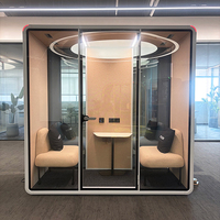 Cabine Acoustique Portable Moderne Insonorisée 2 Places pour Réunions de Bureau avec Panneaux Acoustiques en Acier – Cabine Téléphonique Silencieuse pour Bureau