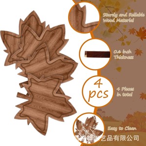 Plateau de service en bois en forme de feuille d'érable pour la présentation de fruits, de collations et de plats cuisinés pour Thanksgiving - Product Image 3