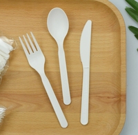 Ensemble de couverts jetables en CPLA miniatures certifiés TUV, résistants aux hautes températures, couteau, fourchette, cuillère, 6 pouces, PLA compostable, pour les fêtes