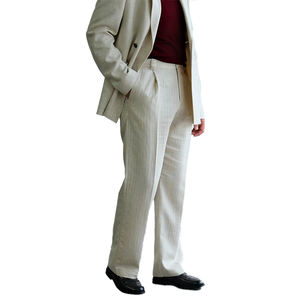 Giacca da <span class=keywords><strong>uomo</strong></span> di alta qualità da <span class=keywords><strong>uomo</strong></span> in lino <span class=keywords><strong>Beige</strong></span> doppiopetto Sportswear Casual snellente con lunga lunghezza alla moda stile caldo - Product Image 4