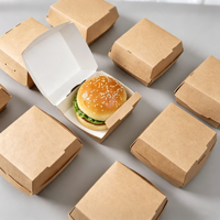 Boîte à hamburger jetable sans pliage, style bateau, résistante à l'huile, épaissie, emballage à emporter pour burger, papier kraft enduit personnalisé