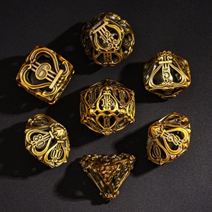Juego de dados de metal antiguo hueco (dados de música) Juego de dados de metal Dungeons and Dragons coleccionables Juego completo de 7 dados en caja de metal - Product Image 5