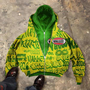 Sudadera con Capucha Personalizada Unisex OEM ODM con Estampado Gráfico, Diseño de Doble Capa con Bloques de Color, Estilo Y2K <span class=keywords><strong>Grunge</strong></span>, 100% Algodón, Invierno, con Cuentas - Product Image 1