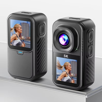 Caméra d'action sportive mini 5K 4K 60fps étanche 30m à double écran 1,3 pouces avec suivi de sujet basé sur l'IA et objectif à filtre remplaçable MicroSD