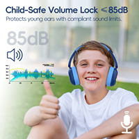 Casque d'écoute pour enfants sans fil 5.4 Over Ear Casque d'écoute pour enfants sans fil avec micro 35H Playtime AUX Cord 85dB Safe Volume Limited