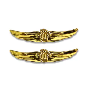 Badges d'aile plaqués or en alliage de zinc/laiton pour capitaine, badge d'aviation exclusif pour le personnel d'aviation
