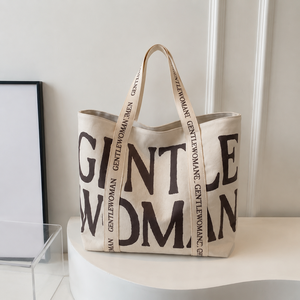 Sac fourre-tout en toile de coton personnalisé avec logo, réutilisable, pour femme, grande capacité, sac de shopping tendance - Product Image 3