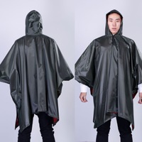 Revêtement en PVC polyester vert militaire, léger, étanche à l'eau, réutilisable, auvent de randonnée et de pêche, poncho adulte imperméable