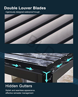 Pérgola de Jardín Independiente de Tamaño Personalizado, Terraza Exterior con Techo de Láminas Motorizadas, Pabellón Bioclimático para Terraza