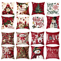 Housses de coussin de Noël, motifs Père Noël, bonhomme de neige, sapin, housses de coussin décoratives rustiques pour Noël, pour canapé, décoration de la maison