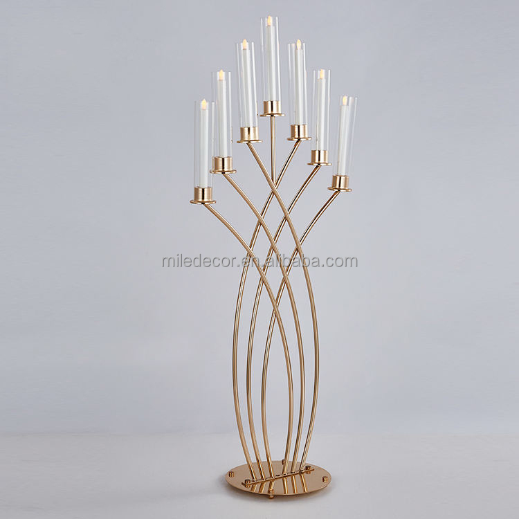Luxury Glass Metal Candelabra Centerpiece Gold