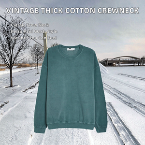 Sweat-shirt à col rond en tricot solide de luxe vintage imprimé délavé à l'acide pour hommes, épais et chaud, polyester/coton pour l'automne - Product Image 2