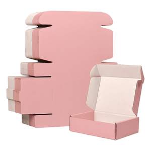 صناديق ورقية فاخرة قابلة للطي بشعار مخصص، علب تغليف وردية فاخرة للملابس والمجوهرات والعطور، علبة شحن بالبريد - Product Image 1
