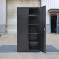 Armario de Almacenamiento Metálico de 2 Puertas con Estantes Ajustables, Archivador de Acero con Cerradura para Oficina, Hogar, Garaje y Taller