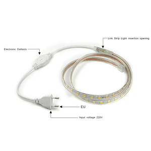 Bande <span class=keywords><strong>LED</strong></span> haute tension AC 220V 5050 avec prise EU, lumière rouge verte bleue blanche chaude RGB 100M/<span class=keywords><strong>rouleau</strong></span>, IP67-étanche, découpeable au mètre - Product Image 4
