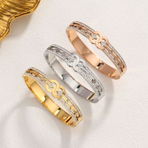 Luxury Brand 18K Gold Plated Stainless Steel Cuff <b>Bracelets</b> Waterproof <b>Cubic</b> <b>Zirconia</b> Fashion Jewelry Bangles for Women - Product Image 1