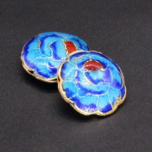 Jincan กลไกเคลือบอุณหภูมิสูงแบบดั้งเดิมเครื่องประดับเงินสีฟ้าโบราณเครื่องประดับกลับลูกปัดเมฆ Cloisonne 19mm - Product Image 2