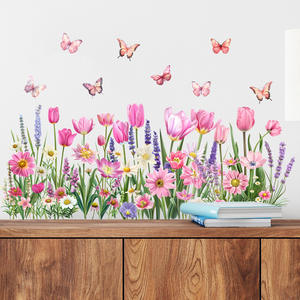 Groothandel Gras Vlinders Kolibries Waterdicht Vinyl Decoratieve Muursticker Voor Slaapkamer - Product Image 3