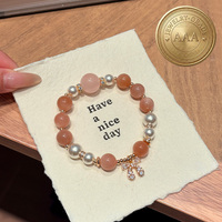 Bracelet classique en perles de pierre de lune naturelle orange et quartz rose, bijou en cristal de qualité supérieure, élégant cadeau de pierres précieuses aux vertus curatives