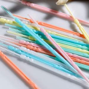 Brosse à <span class=keywords><strong>cheveux</strong></span> en arête de poisson jetable en plastique pour nettoyage buccal Brosse interdentaire à double tête 200/bouteille pour usage quotidien - Product Image 3