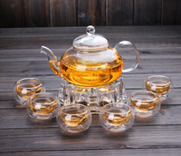 Théière en verre borosilicate haute résistance de 800 ml, résistante à la chaleur, compatible micro-ondes et cuisinière, avec infuseur en verre