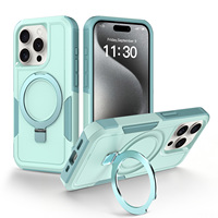 Funda Resistente a Caídas para Teléfono con Anillo Plegable y Soporte, Cubierta Protectora Reforzada para iPhone 15 16 17 Pro Max