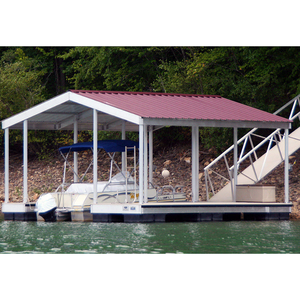 Pontón de aluminio flotante casa flotante elevación Jet Ski Dock plataforma flotante con techo - Product Image 1