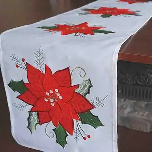 美丽的圣诞鲜花设计聚酯党桌布