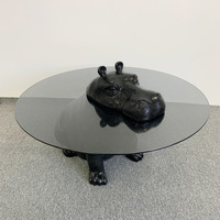 Table basse Hippopotame créative, style minimaliste italien, en verre trempé, avec cadre mobile en acier inoxydable, petite table d'appoint