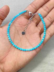 Pulsera de Turquesa, Pulsera de Piedras Preciosas Pequeñas, Cuentas Microfacetadas, Joyería Delicada con Piedras Preciosas, Pulsera de Cristal, Joyería Minimalista - Product Image 4